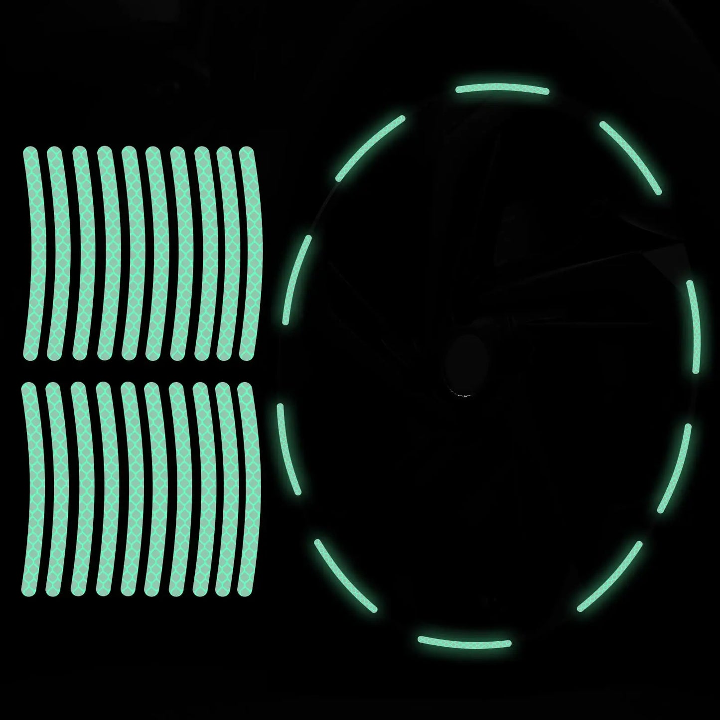 20Pcs Reflective Car Wheel Decorative Strip Stickers Motorcycle Wheel Hub Styling Decal Sticker Night Safety Reflective Decals