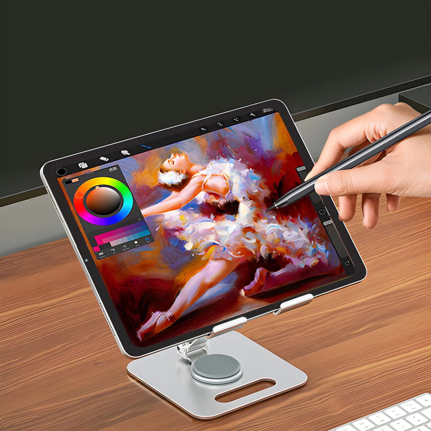 फोन ट्याब्लेट स्ट्यान्ड समायोज्य एल्युमिनियम मिश्र धातु पोर्टेबल फोल्डिंग स्ट्यान्ड कूलिङ स्ट्यान्ड आईप्याड एन्ड्रोइड प्याड ट्याब्लेटको लागि घुमाउने समर्थन