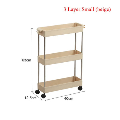 4 Layer Gap Holder Kitchen Storage Rack Fridge Side Shelf Removable with Wheels Bathroom Organizer Space Saving Shelf