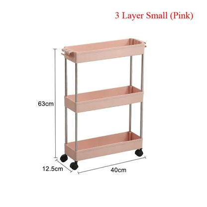 4 Layer Gap Holder Kitchen Storage Rack Fridge Side Shelf Removable with Wheels Bathroom Organizer Space Saving Shelf