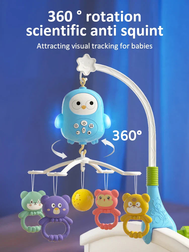 बेबी म्युजिक घुमाउने बेड बेल टोय प्यारा उल्लू आकारको आधुनिक बेबी ह्याङ्गिङ र्‍याटल म्युजिक बेडसाइड बेल टोय हलिडे गिफ्ट