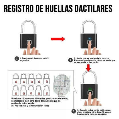 Home  Fingerprint Padlock Aluminum Sliding Door Security Bar 0.2s Lock Portable Anti-theft Electronic Waterproof Unlock To Use