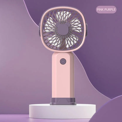 पोर्टेबल मिनी फ्यान USB आउटडोर ह्यान्डहेल्ड फ्यान डेस्कटप फोन होल्डरको साथ ३ विन्ड समायोजन लामो समयसम्म काम गर्ने बहु-कार्यात्मक मिनी फ्यान