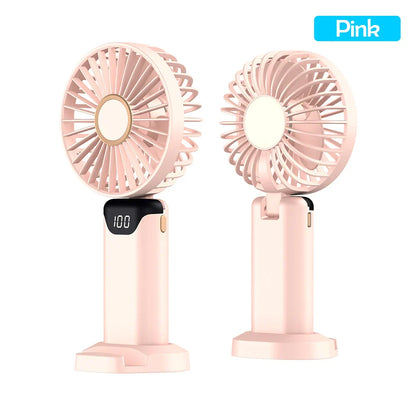 पोर्टेबल मिनी फ्यान USB आउटडोर ह्यान्डहेल्ड फ्यान डेस्कटप फोन होल्डरको साथ ३ विन्ड समायोजन लामो समयसम्म काम गर्ने बहु-कार्यात्मक मिनी फ्यान