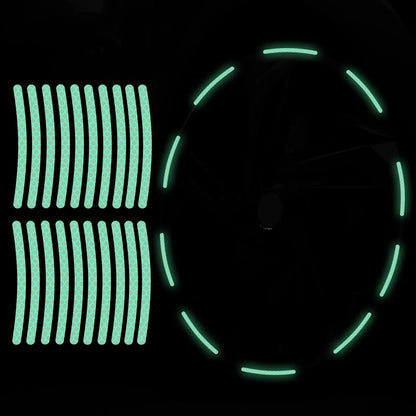 20Pcs Reflective Car Wheel Decorative Strip Stickers Motorcycle Wheel Hub Styling Decal Sticker Night Safety Reflective Decals
