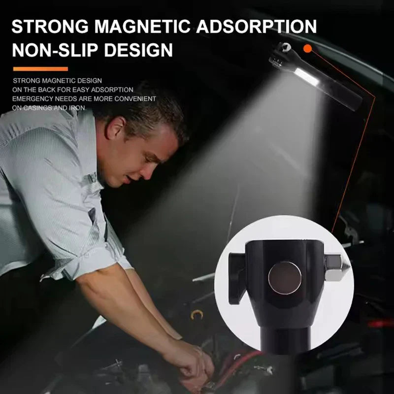 बहु-कार्यात्मक COB एलईडी टर्चलाइट आपतकालीन प्रकाश सुरक्षा ह्यामर