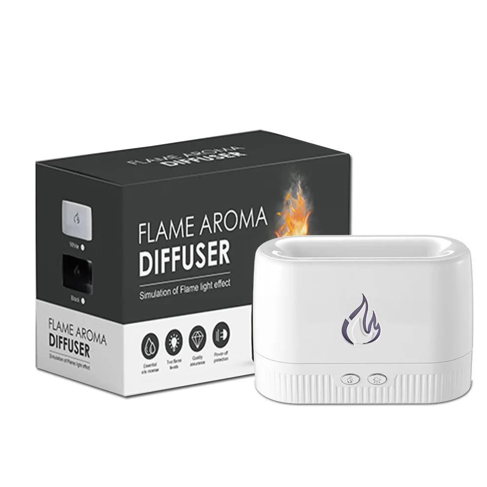 रंगीन सिमुलेटेड ज्वाला अरोमाथेरापी मेसिन वातावरण रातको प्रकाश भित्री आर्द्रीकरण एटोमाइजर सुगन्ध आवश्यक तेल