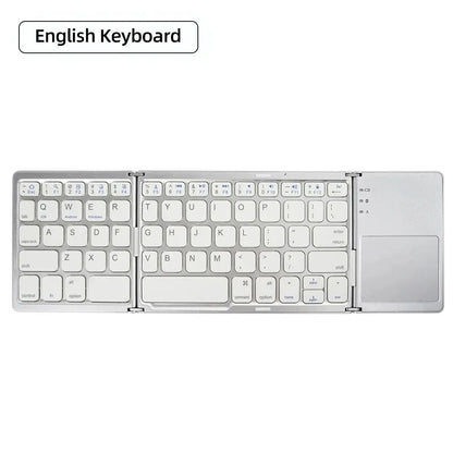 विन्डोज एन्ड्रोइड आईप्याड फोन रिचार्जेबलको लागि टचप्याड सहितको मिनी किबोर्ड वायरलेस फोल्डिङ किबोर्ड ब्लुटुथ फोल्डेबल किबोर्ड