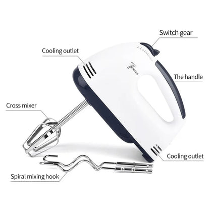 Factory supply YR Handheld electric egg beater, household automatic mixer, egg white and cream beater, mini 7-speed white
