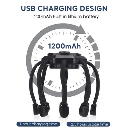 हेड मसाजर इलेक्ट्रिक अक्टोपस क्लाउ एन्टी स्ट्रेस हेयर मसाज रिचार्जेबल ब्लुटुथ थेरापी उपकरण हेड स्क्र्याचर स्क्याल्प मसाजर